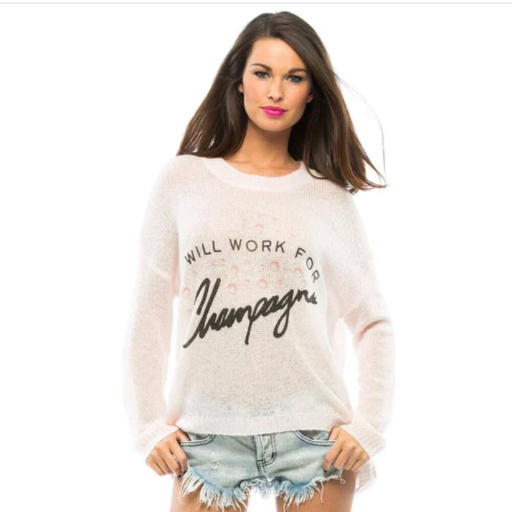 BRAND NEW - The Laundry Room 'Will Work for Champagne" Sweater